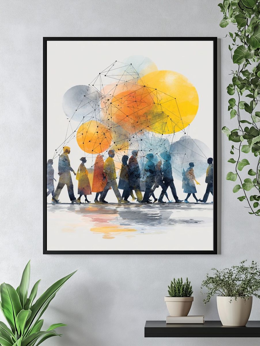 Abstract Crowd Watercolor Poster. — room view 4