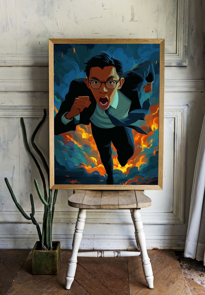 Running Man Digital Art Poster. — room view 1