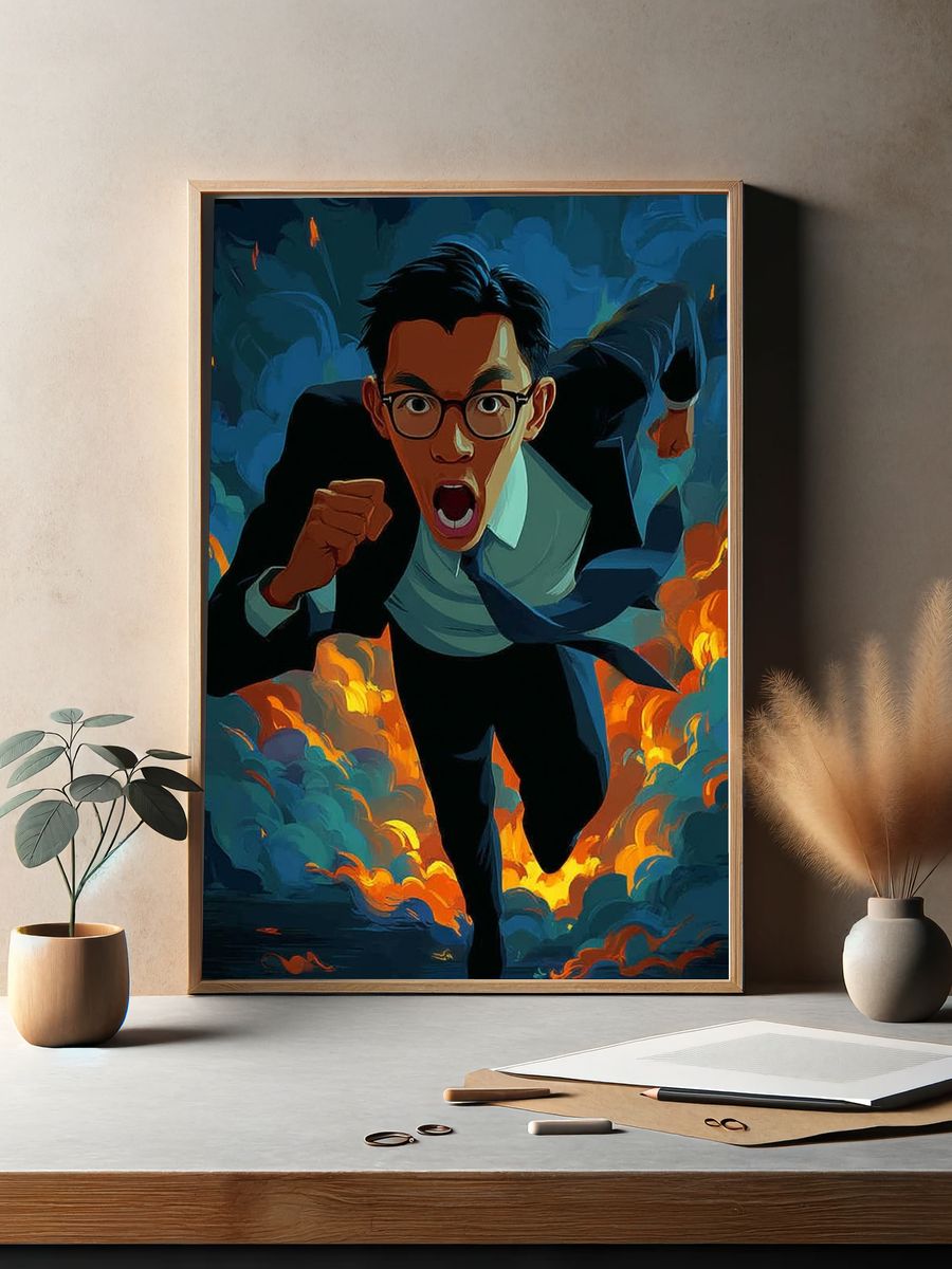 Running Man Digital Art Poster. — room view 2