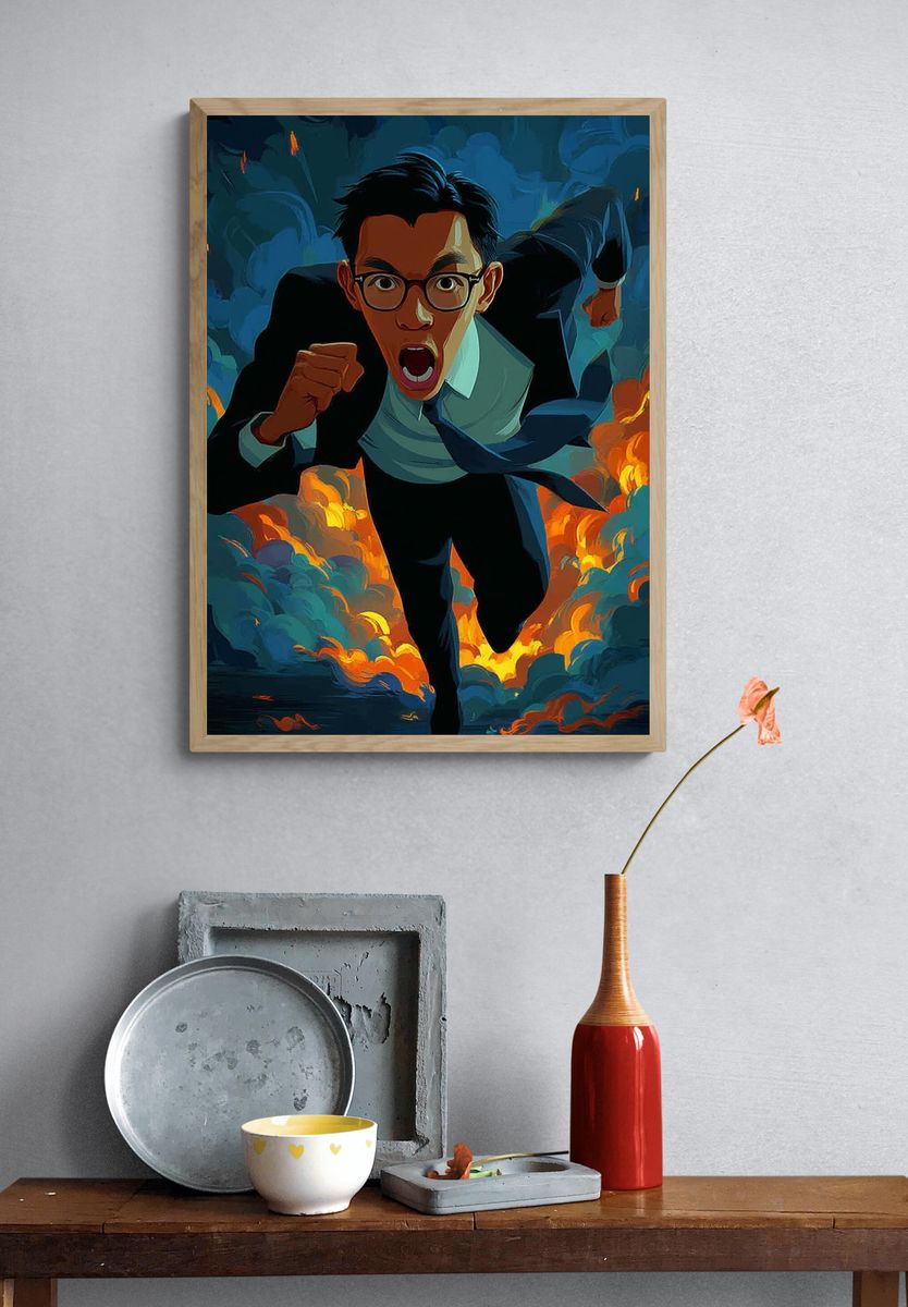 Running Man Digital Art Poster. — room view 3