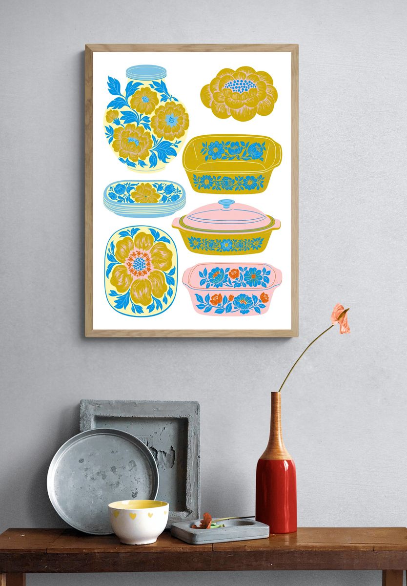Floral Pottery Illustration Poster. — room view 3