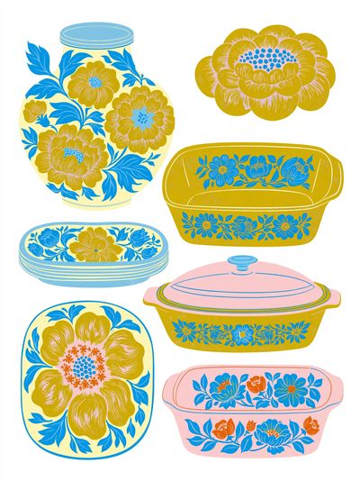 Floral Pottery Illustration Poster. poster print