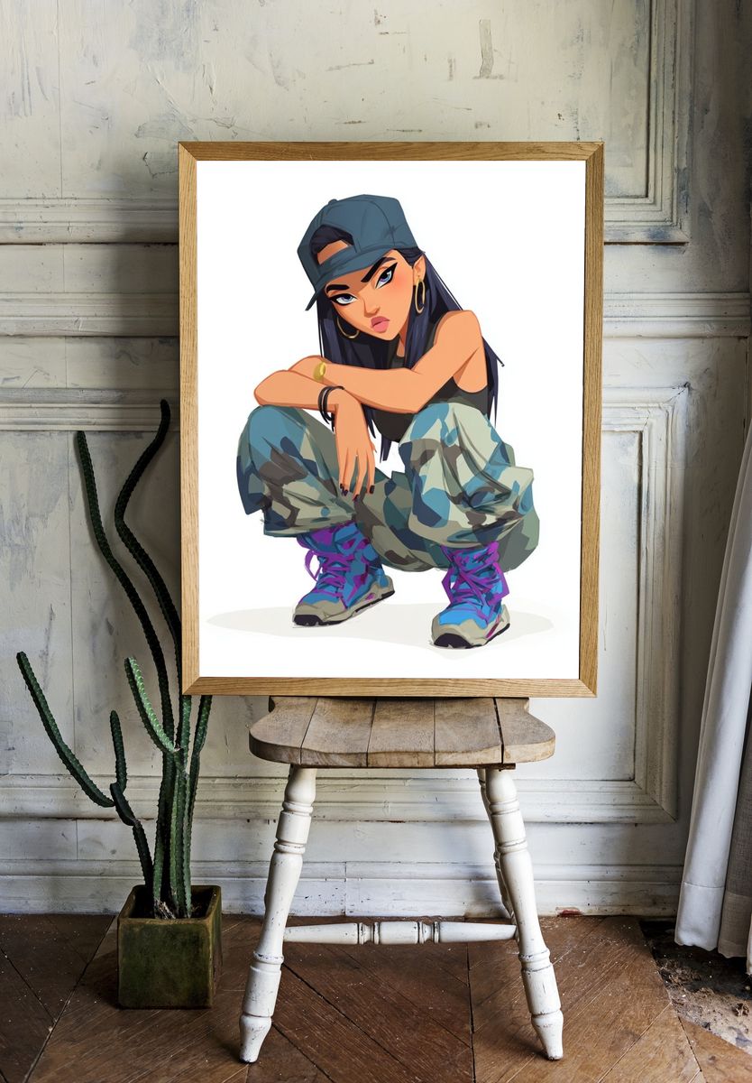 Streetwear Girl Illustration Poster. — room view 1
