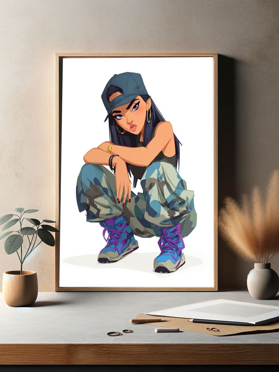Streetwear Girl Illustration Poster. — room view 2