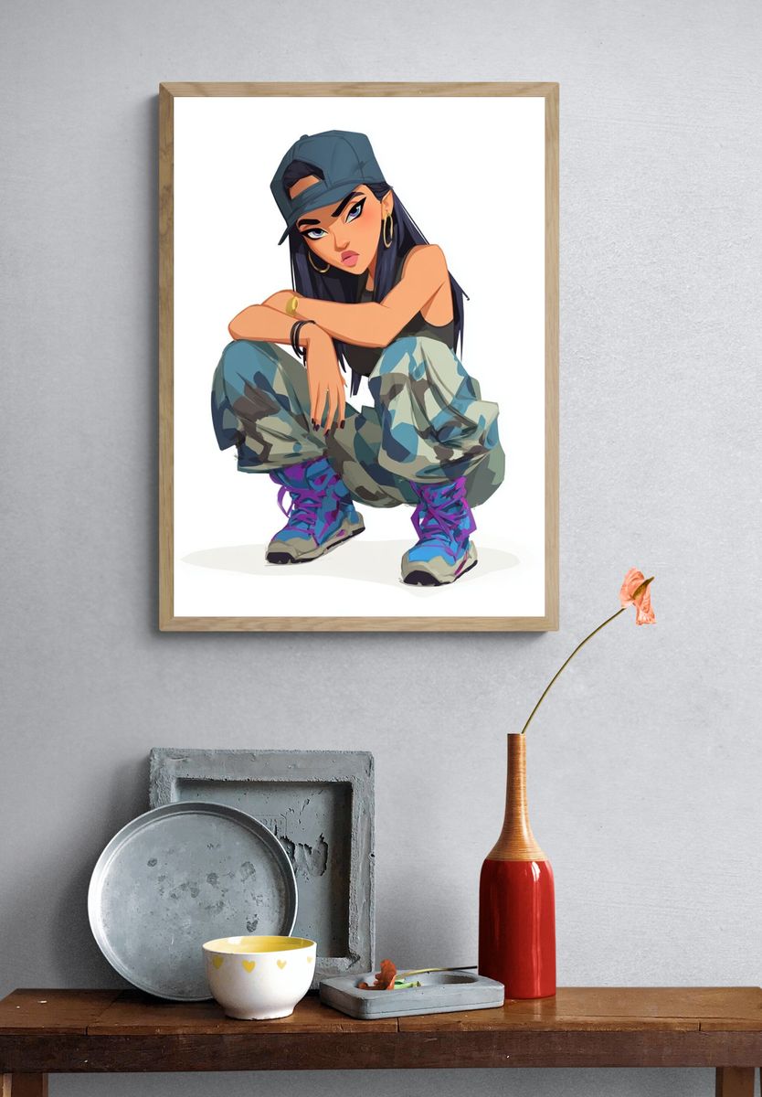 Streetwear Girl Illustration Poster. — room view 3