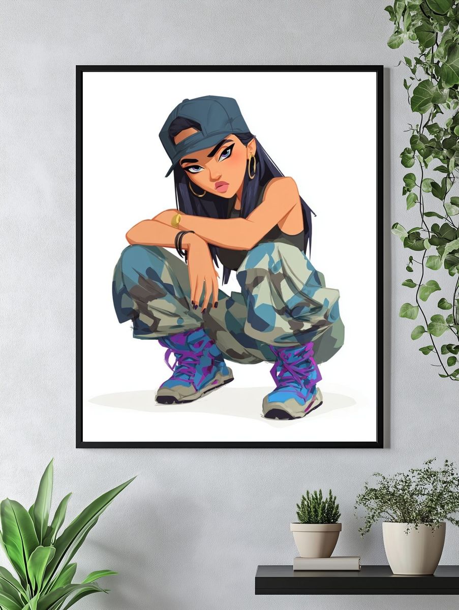 Streetwear Girl Illustration Poster. — room view 4