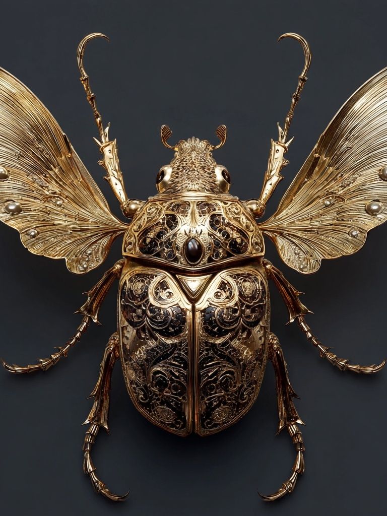 Golden Beetle Surreal Illustration Poster. poster — illustration art