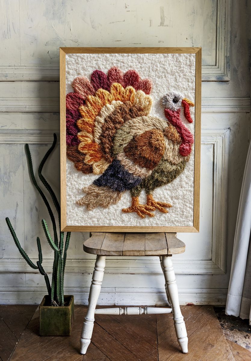 Embroidered Turkey Textile Poster. — room view 1