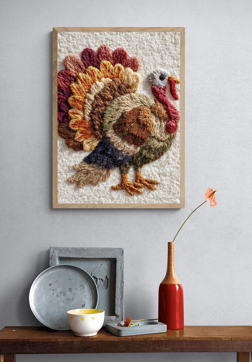 Embroidered Turkey Textile Poster. — room view 3