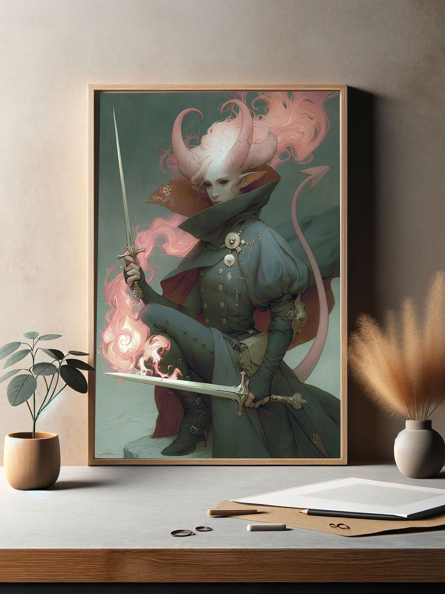 Patchwork Armchair Illustration Poster. — room view 2