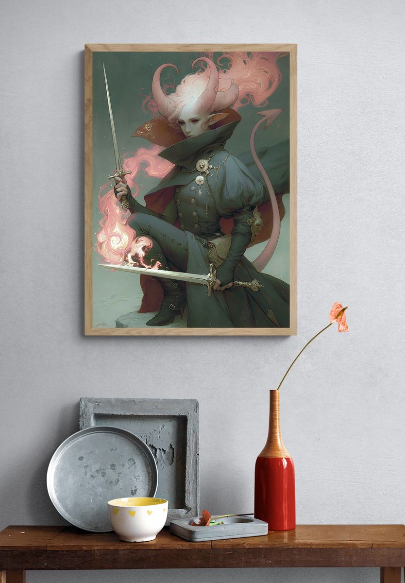 Patchwork Armchair Illustration Poster. — room view 3