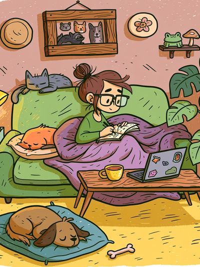Cozy Home Office Illustration Poster. poster print