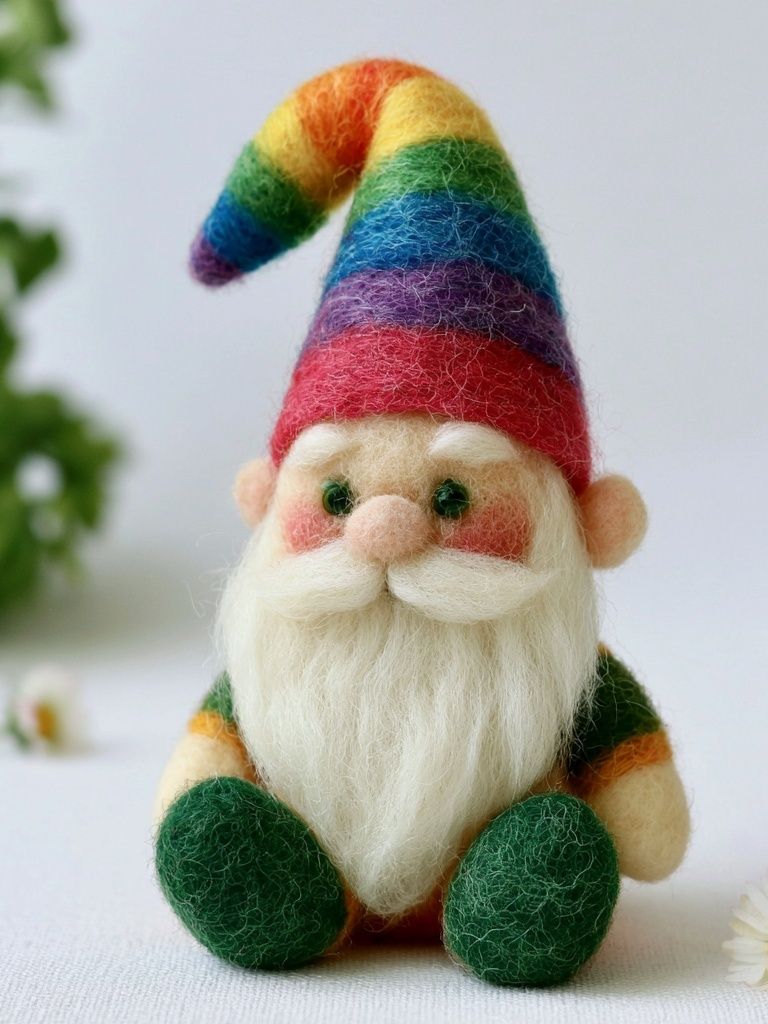 Rainbow Felt Gnome Illustration Poster. poster — illustration art