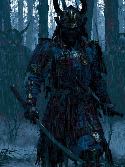 Samurai Forest Standoff Print. poster