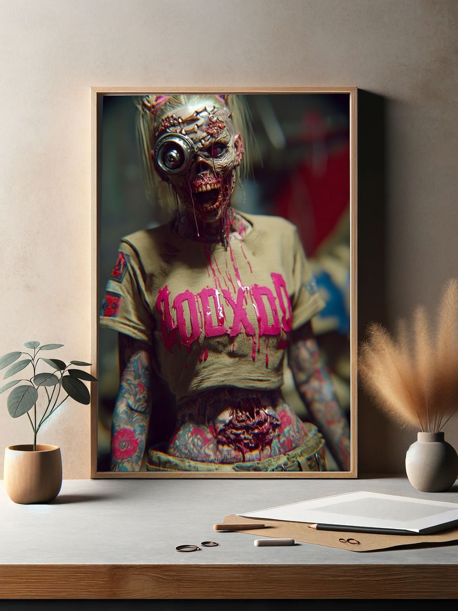 Cyberpunk Zombie Portrait Poster. — room view 2