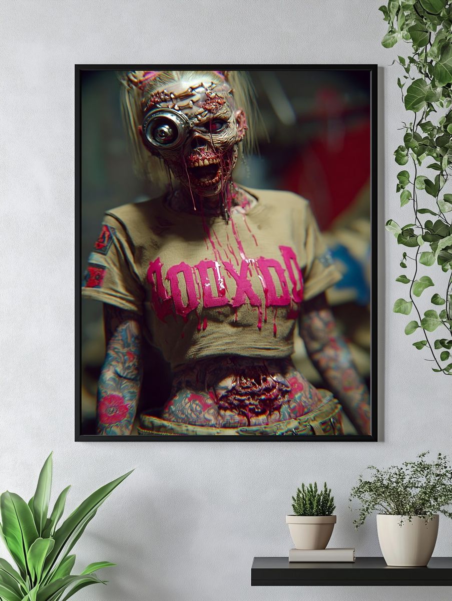 Cyberpunk Zombie Portrait Poster. — room view 4