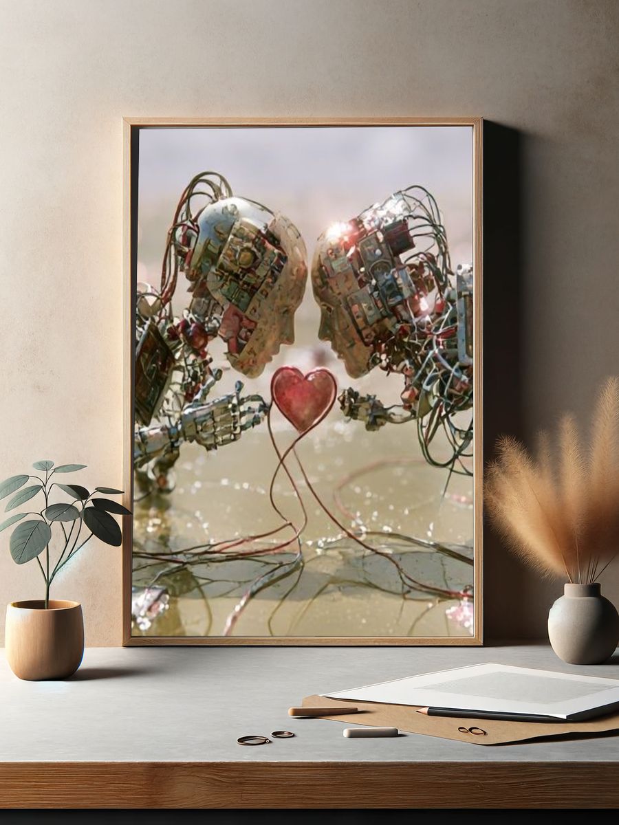 Moonlit River Cityscape Illustration Poster. — room view 2