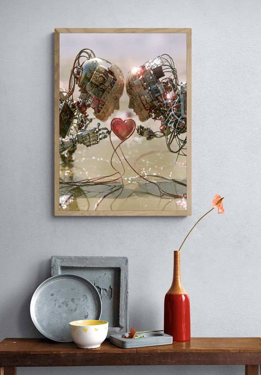 Moonlit River Cityscape Illustration Poster. — room view 3