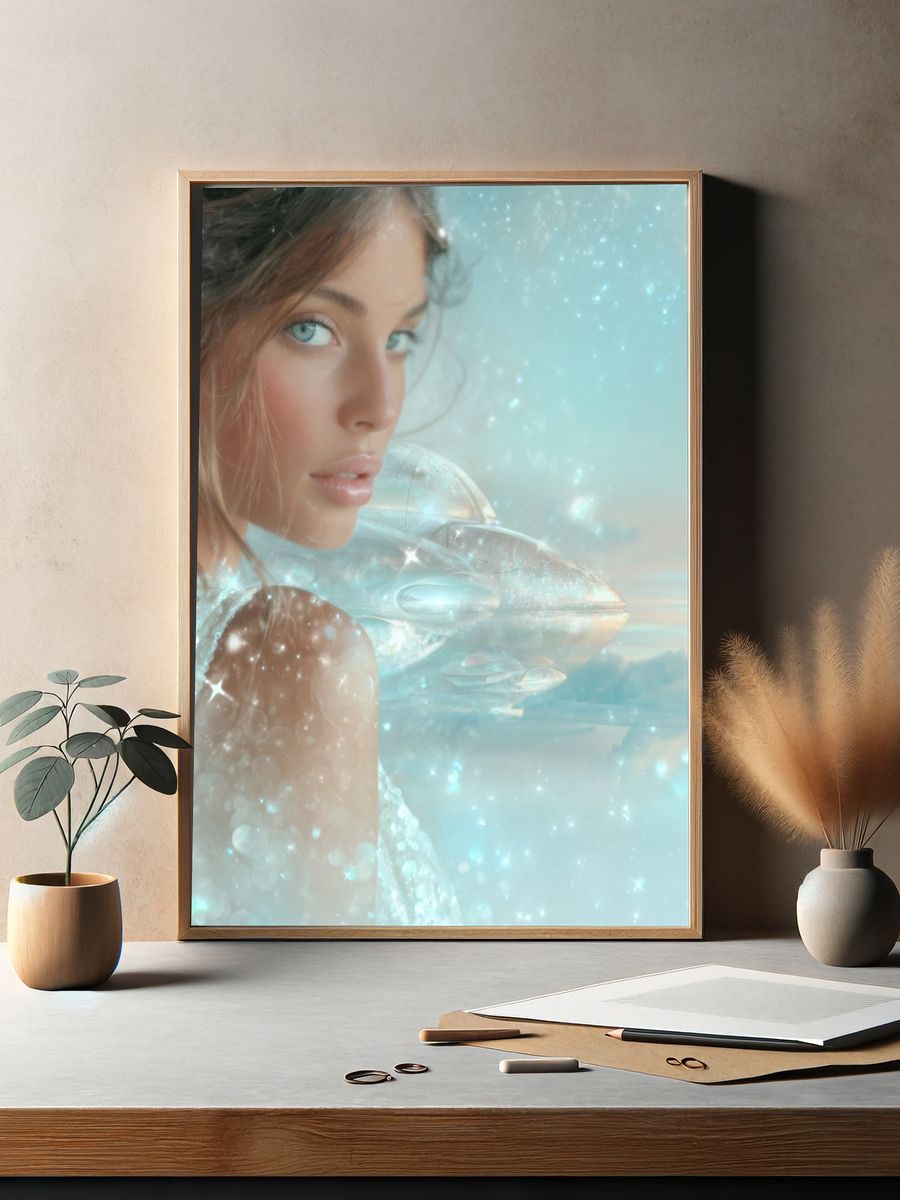 Celestial Portrait Digital Art Print. — room view 2