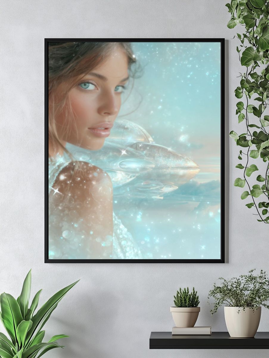 Celestial Portrait Digital Art Print. — room view 4