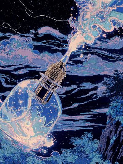 Cosmic Light Bulb Illustration Poster. poster print