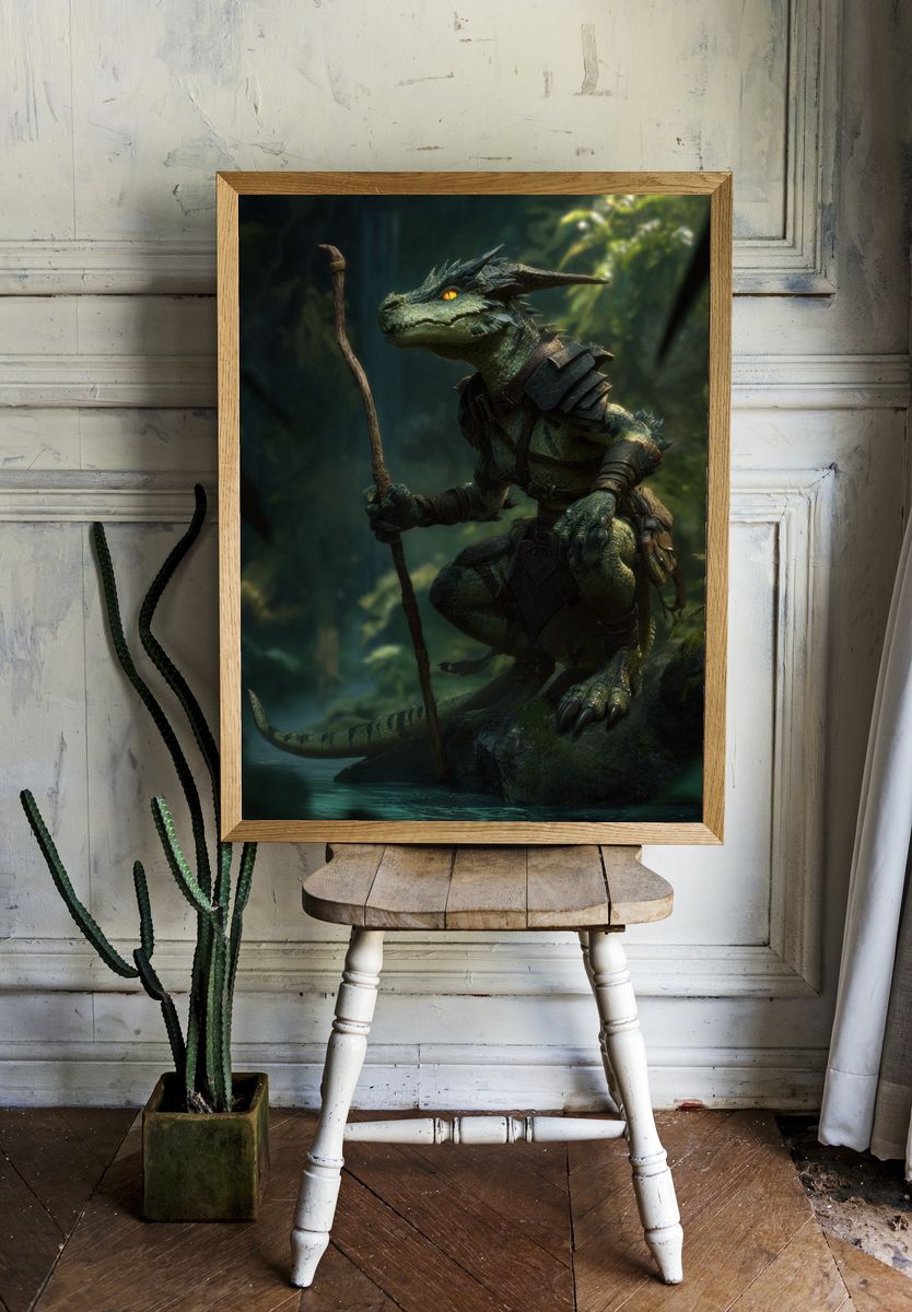 Forest Dragon Guardian Fantasy Print. — room view 1