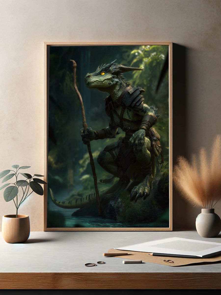 Forest Dragon Guardian Fantasy Print. — room view 2