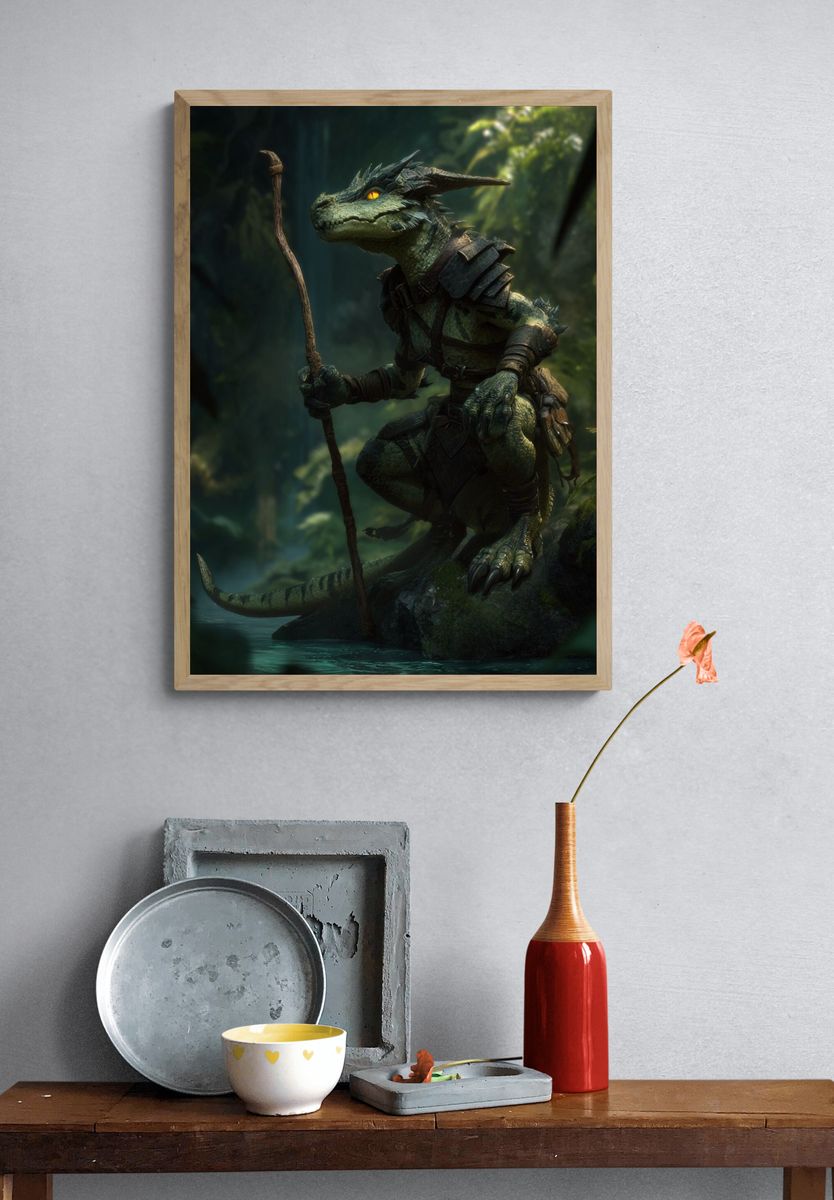Forest Dragon Guardian Fantasy Print. — room view 3