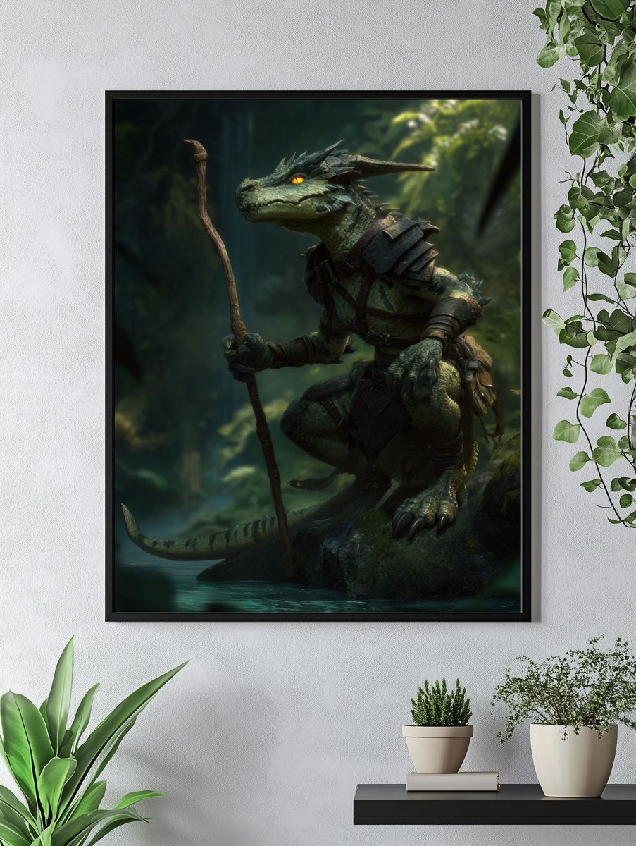 Forest Dragon Guardian Fantasy Print. — room view 4