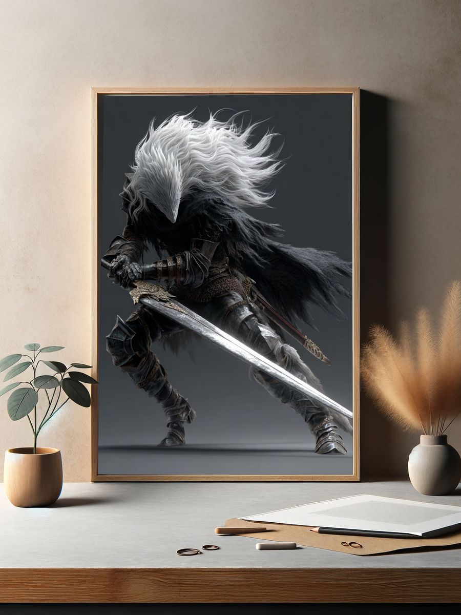 Wolf Warrior Fantasy Art Print. — room view 2