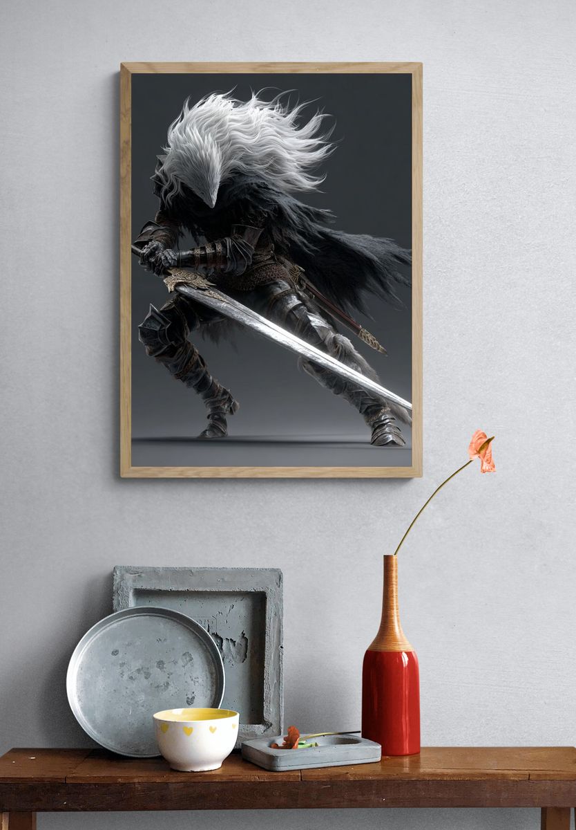 Wolf Warrior Fantasy Art Print. — room view 3