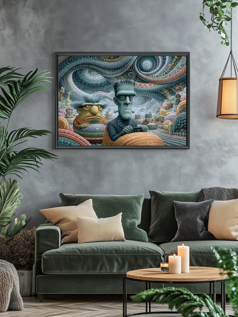 Surreal Monster Ride Illustration Poster. — room view 4