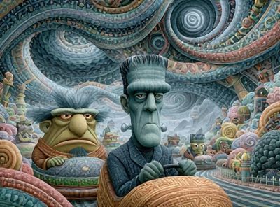 Surreal Monster Ride Illustration Poster. poster print