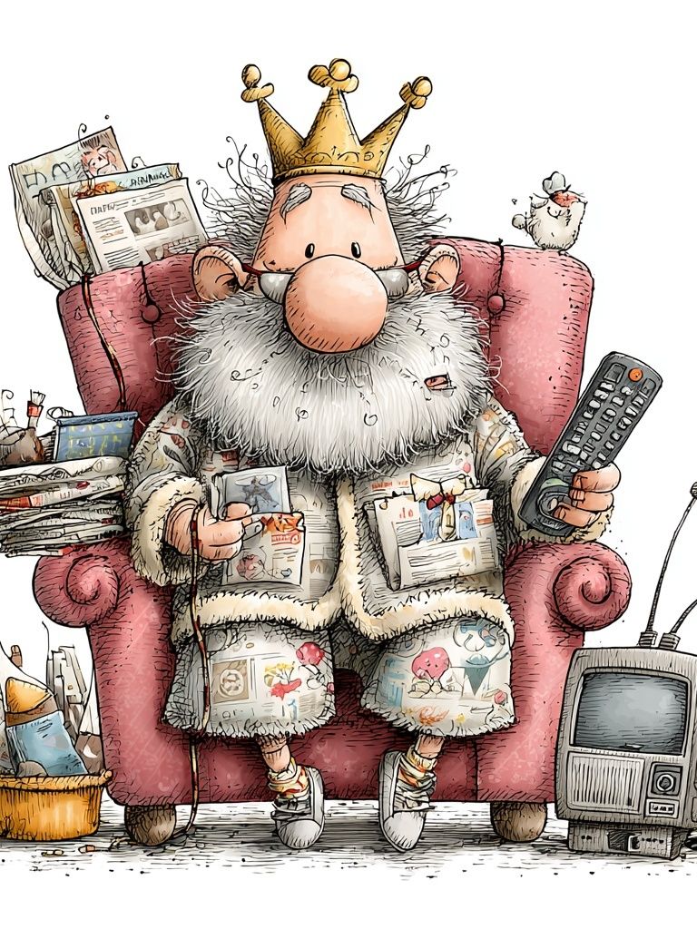 Crowned Couch King Illustration Poster. poster — illustration art