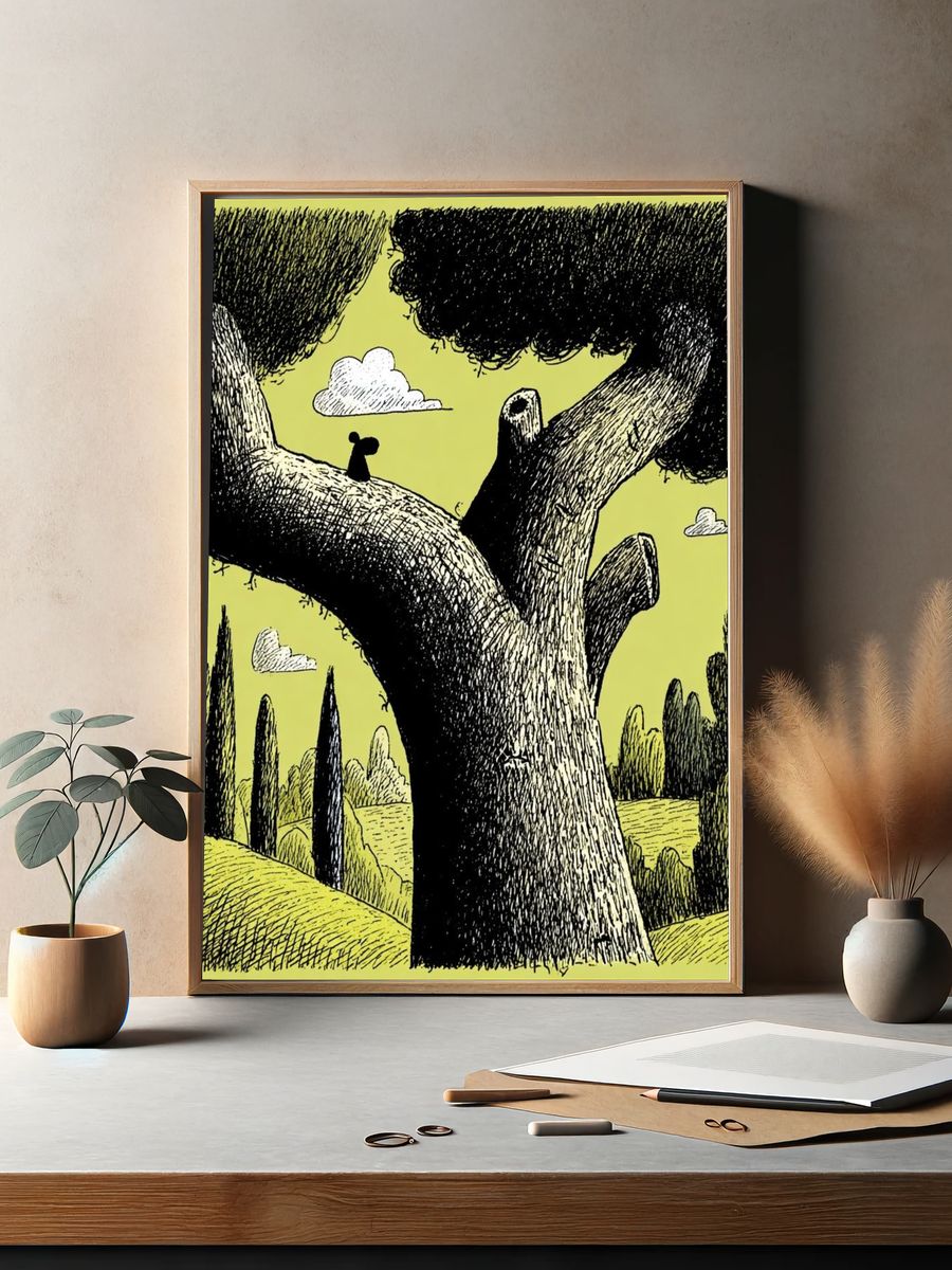 Surreal Tree Landscape Illustration Poster. — room view 2