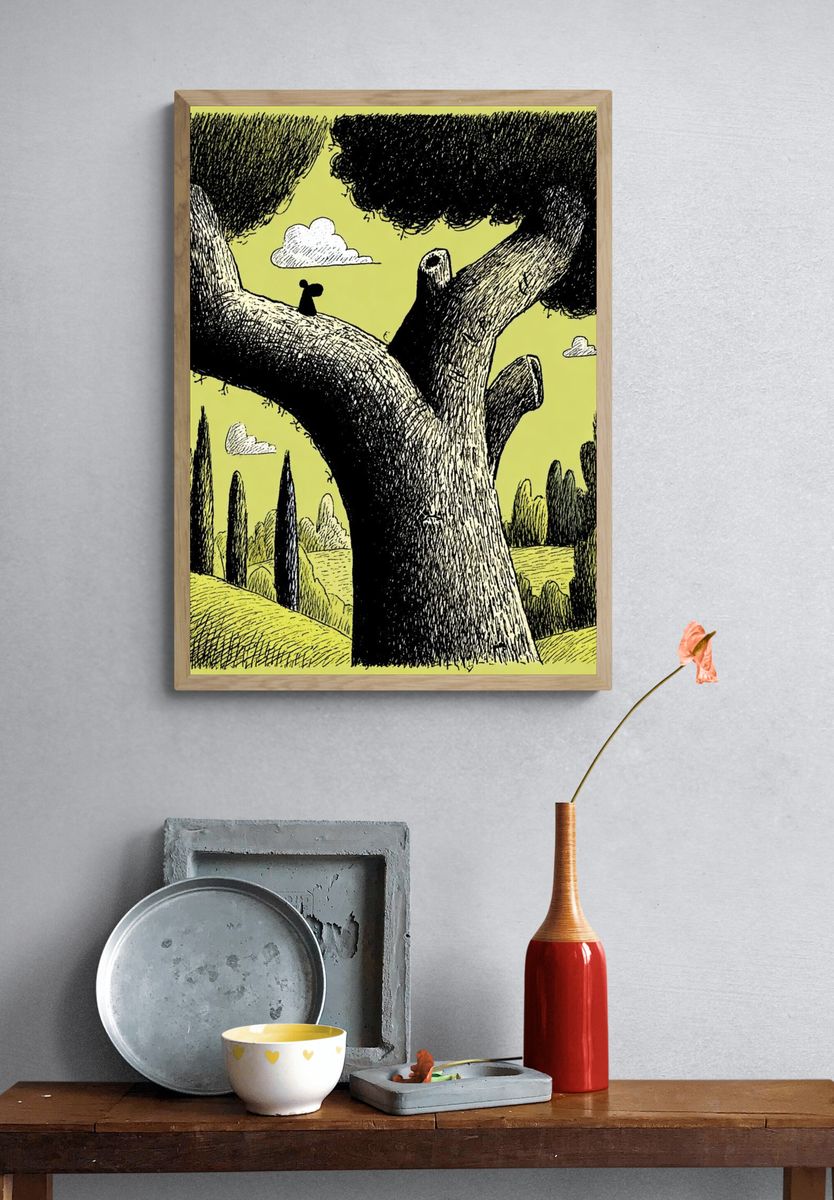 Surreal Tree Landscape Illustration Poster. — room view 3