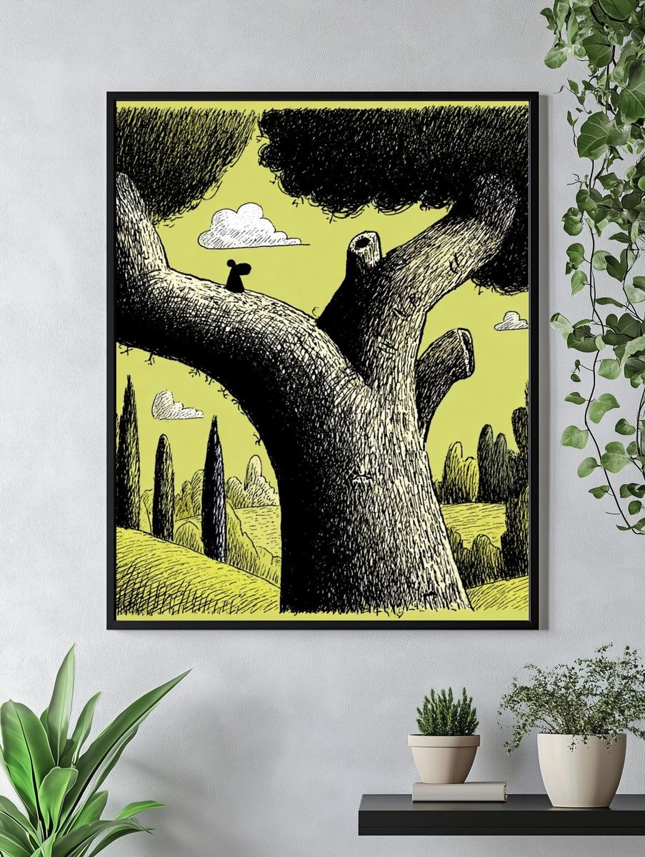 Surreal Tree Landscape Illustration Poster. — room view 4