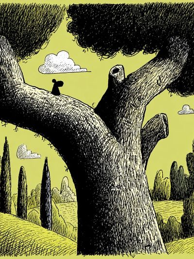 Surreal Tree Landscape Illustration Poster. poster print