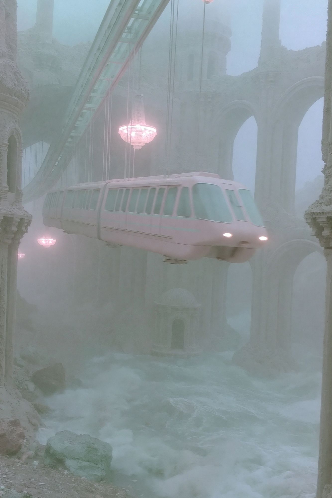 Dreamlike Monorail Ruins Poster. poster — illustration art