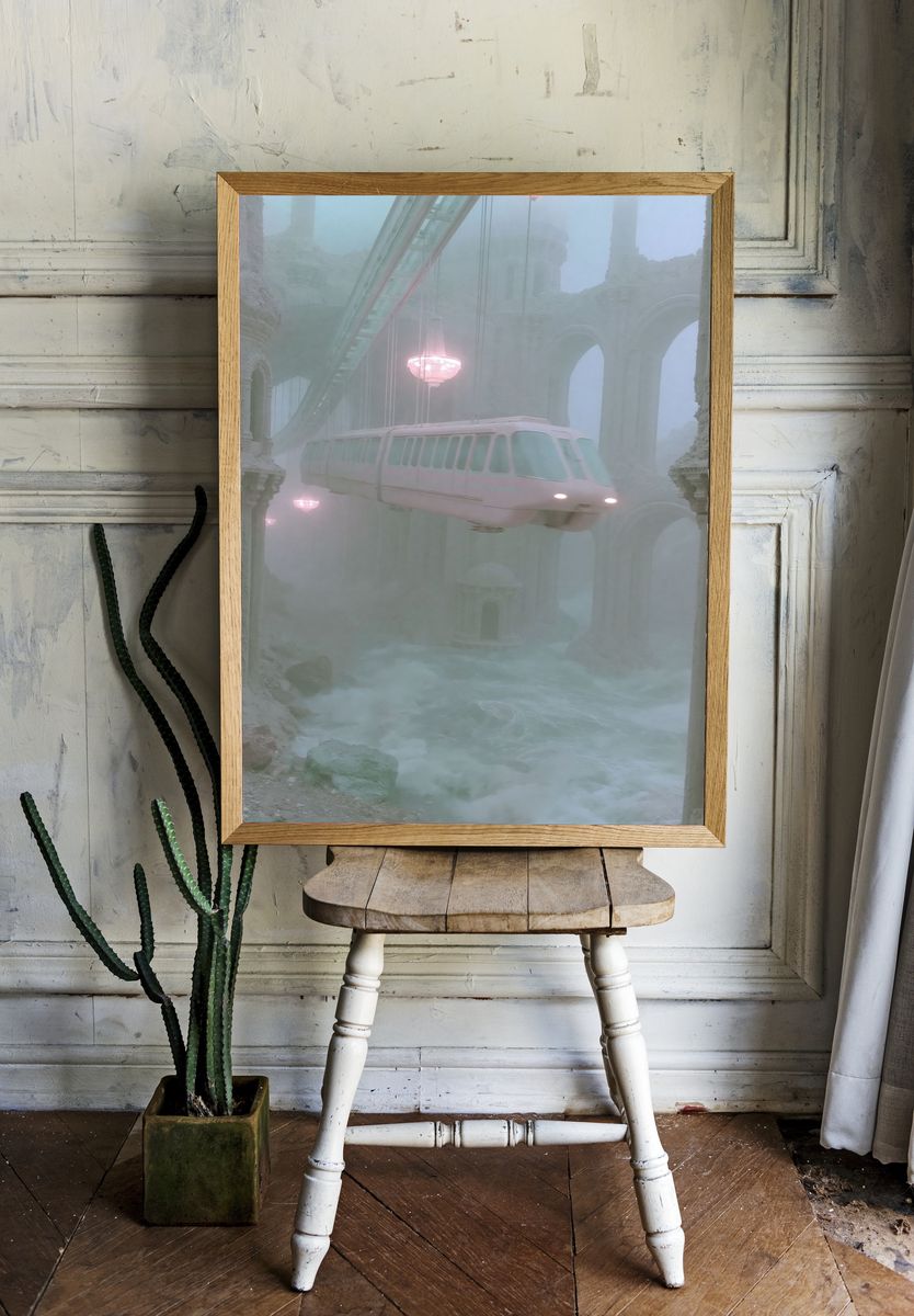 Dreamlike Monorail Ruins Poster. — room view 1