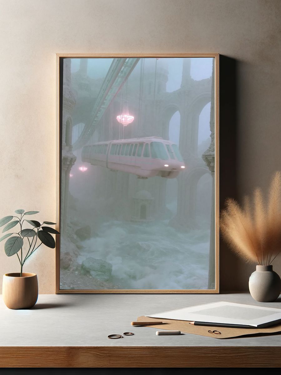 Dreamlike Monorail Ruins Poster. — room view 2