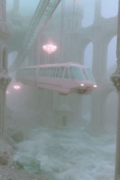 Dreamlike Monorail Ruins Poster. poster print