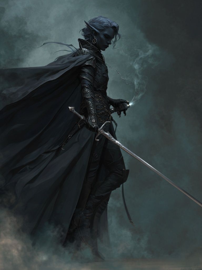 Dark Elf Warrior Fantasy Print. poster — illustration art