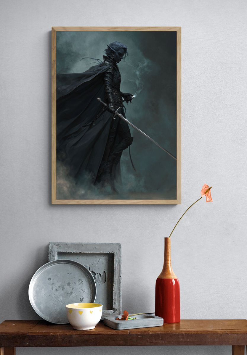 Dark Elf Warrior Fantasy Print. — room view 3