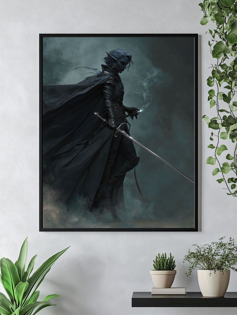 Dark Elf Warrior Fantasy Print. — room view 4