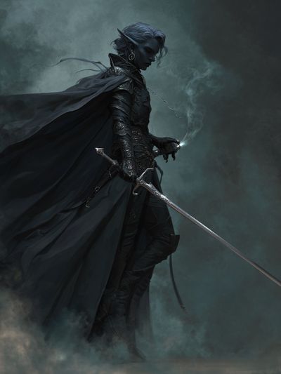 Dark Elf Warrior Fantasy Print. poster