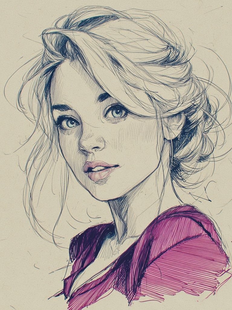 Elegant Woman Sketch Poster. poster detail