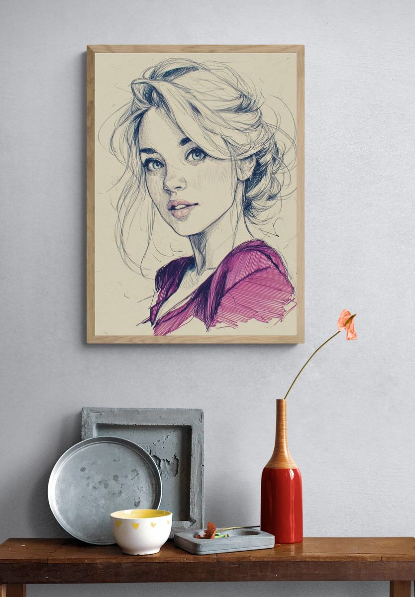 Elegant Woman Sketch Poster. — room view 3