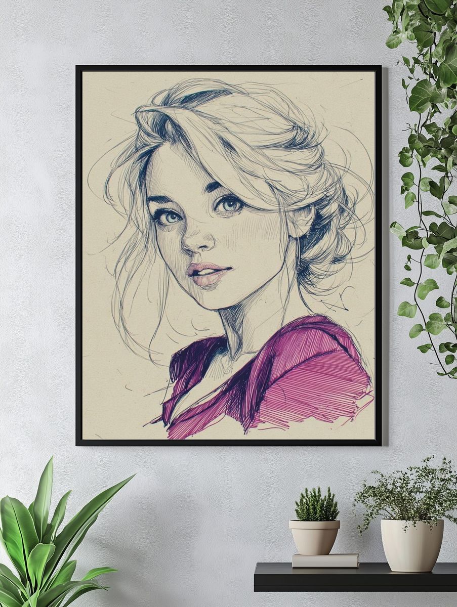 Elegant Woman Sketch Poster. — room view 4