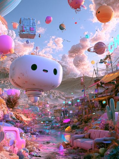 Surreal Neon Desert Poster. poster print
